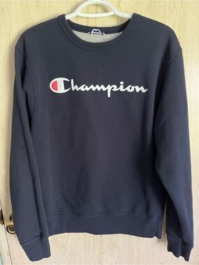 Vintage Champion Logo Crewneck Sweatshirt Navy Unisex Sz Small